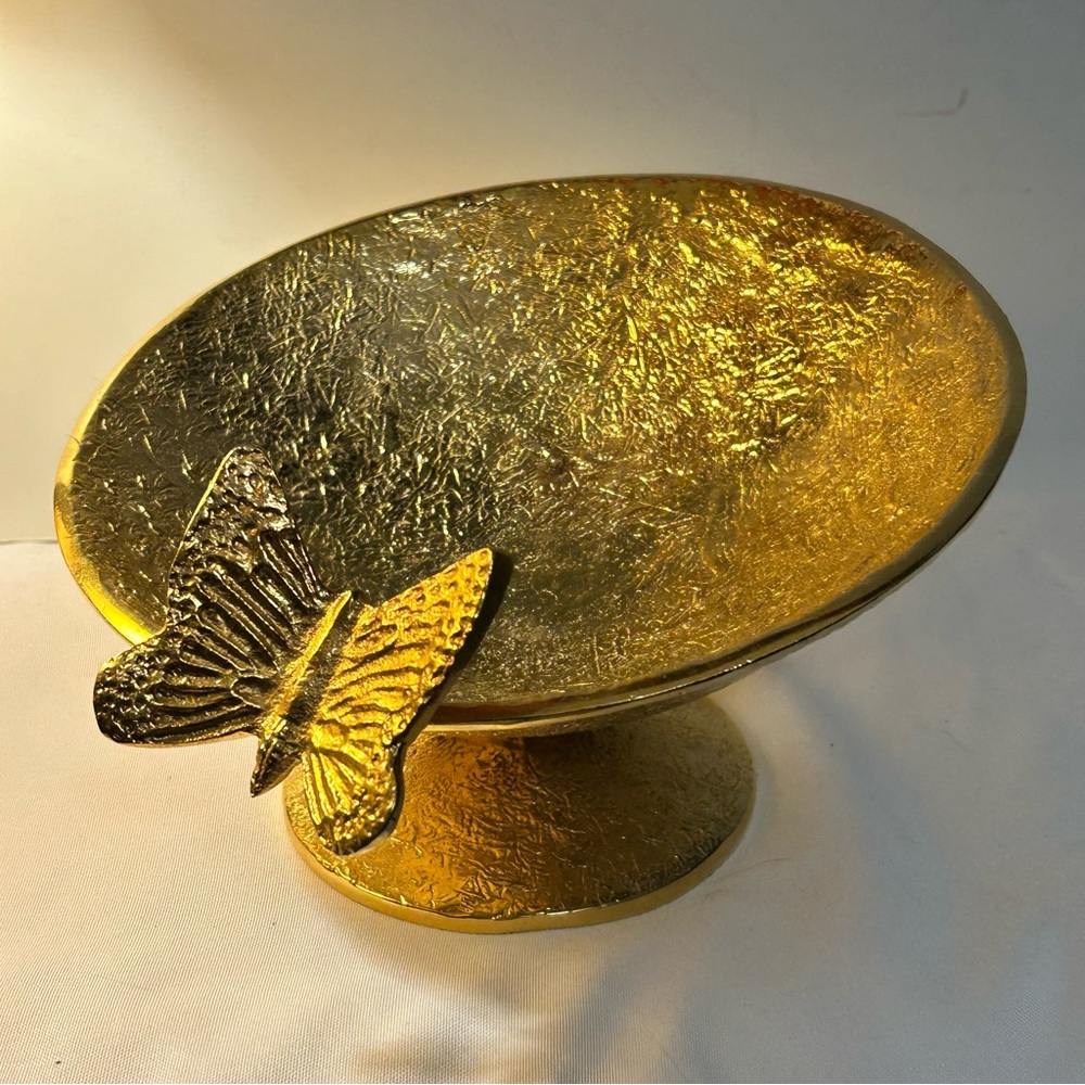 Elegant Gold Butterfly Decorative pedestal bowl